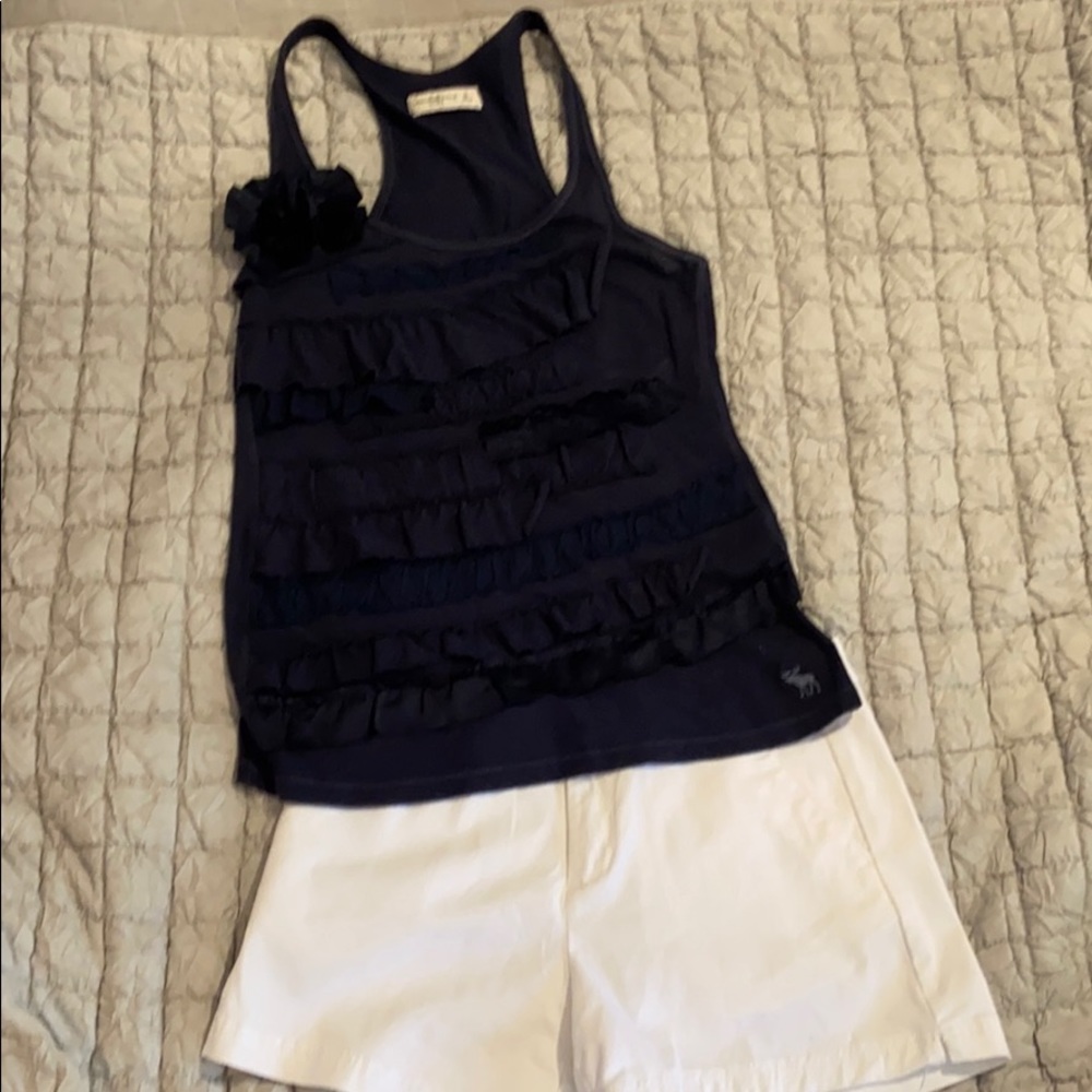 Abercrombie & Fitch ruffled tank top-White or Navy